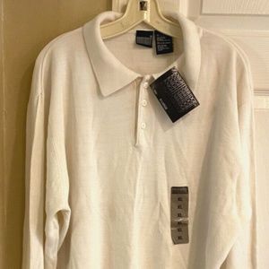 Knightsbridge Sweater Mens XL Collared Long Sleeve 100% Acrylic Ivory